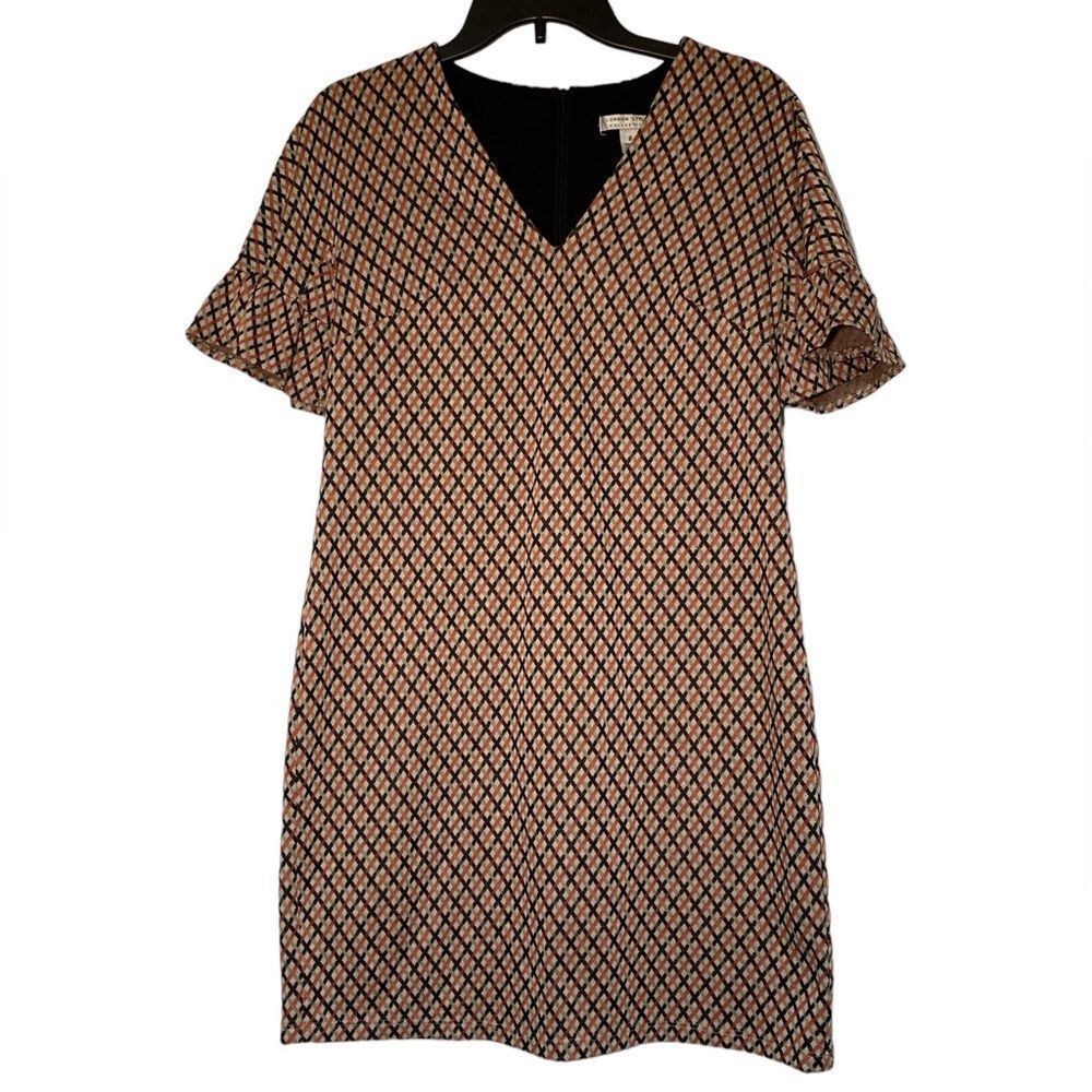 London Style Collection, Size 6, Orange/Tan/Brown Fitted Dress, NWT
